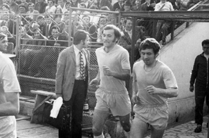 Running out onto the field